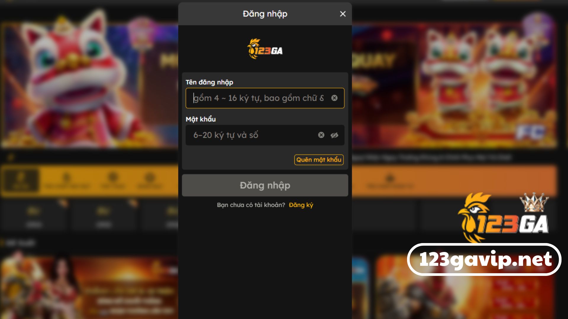 Nhập Thông Tin Tài Khoản 123ga